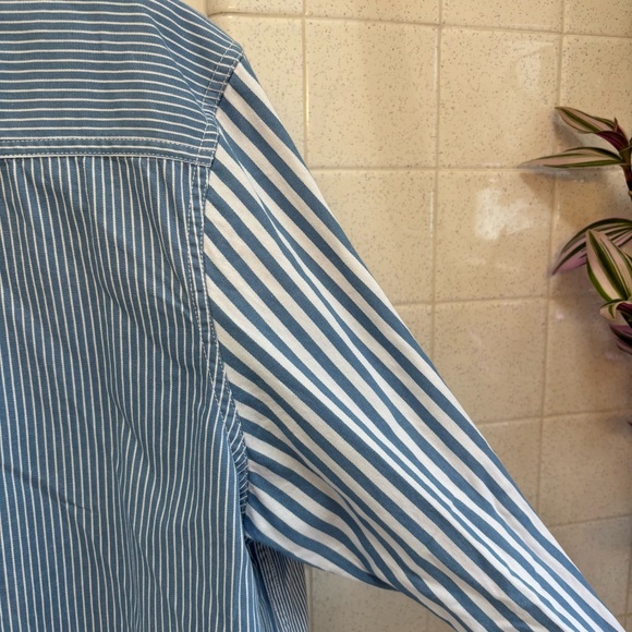 Sun + Stone Dual Blue Striped Men's Lightweight Denim Shirt 100% Cotton XXL - Picture 6 of 9